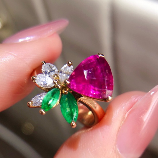14k Gold 2.56 Ctw Natural Tourmaline & Diamond Ring
