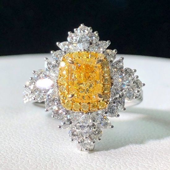 14k Gold 2.24 Ctw Natural Yellow Diamond & Diamond Ring/pendant