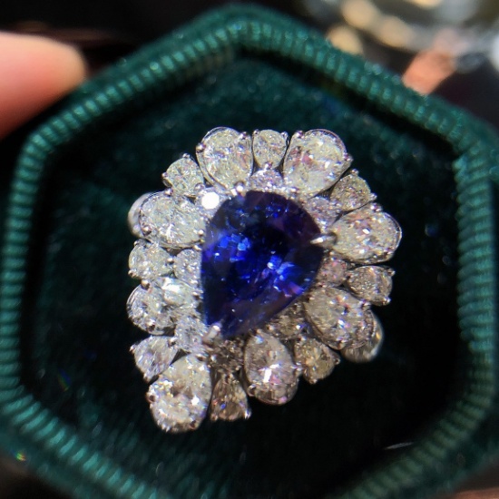 14k Gold 3.99 Ctw Natural Sapphire & Diamond Ring