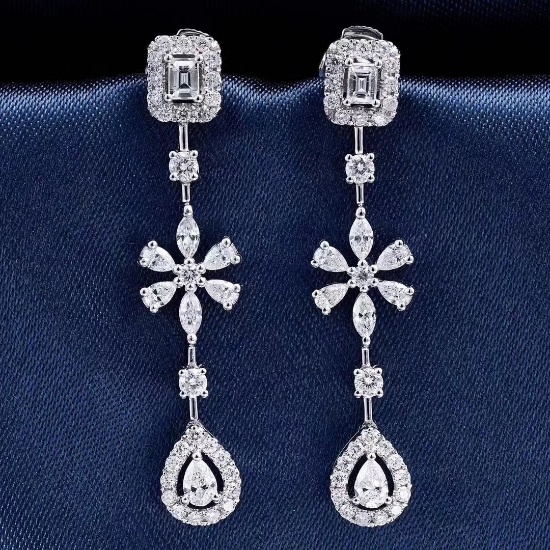 14k Gold 1.36 Ct Natural H Diamond Earrings