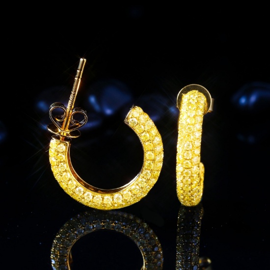 14k Gold 1.32 Ct Natural Yellow Diamond Earrings