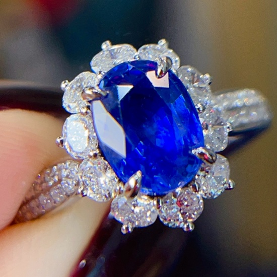 14k Gold 2.77 Ctw Natural Sapphire & Diamond Ring