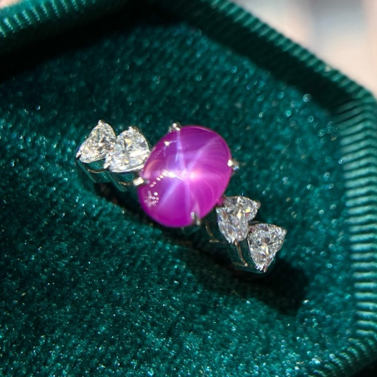 14k Gold 4.27 Ctw Natural Star Ruby & Diamond Ring