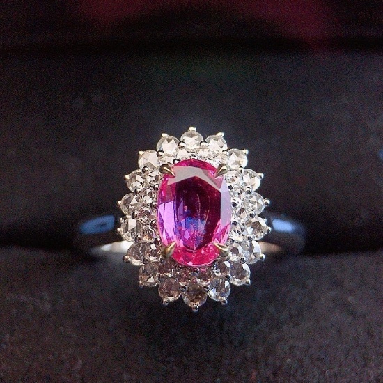 14k Gold 2.32 Ctw Natural Padparadscha Sapphire & Diamond Ring/pendant