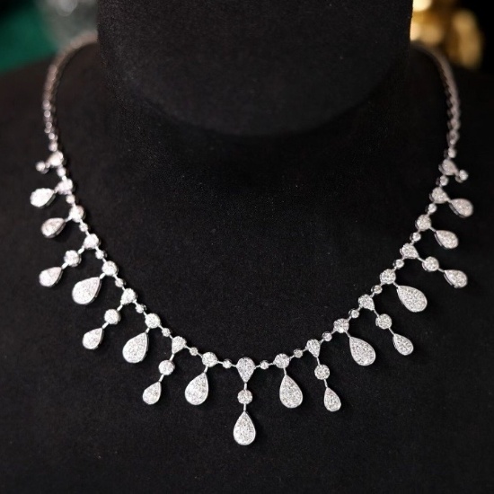 14k Gold 2.7 Ct Natural H Diamond Necklace