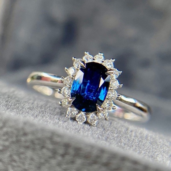 14k Gold 1.17 Ctw Natural Sapphire & Diamond Ring