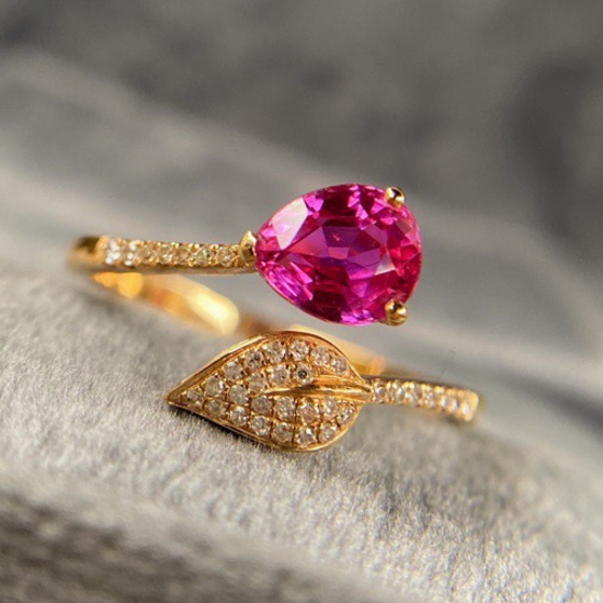 14k Gold 1.18 Ctw Natural Ruby & Diamond Ring