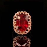 14k Gold 9.27 Ctw Natural Tourmaline & Diamond Ring/pendant