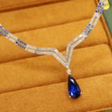 14k Gold 4.67 Ctw Natural Sapphire & Diamond Necklace