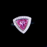 14k Gold 1.36 Ctw Natural Padparadscha Sapphire & Diamond Ring