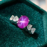 14k Gold 4.27 Ctw Natural Star Ruby & Diamond Ring
