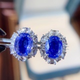 14k Gold 5.74 Ctw Natural Sapphire & Diamond Earrings