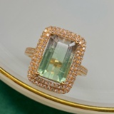 14k Gold 5.47 Ctw Natural Tourmaline & Diamond Ring