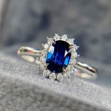14k Gold 1.17 Ctw Natural Sapphire & Diamond Ring