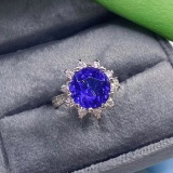 14k Gold 6.95 Ctw Natural Tanzanite & Diamond Ring