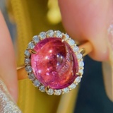 14k Gold 4.02 Ctw Natural Tourmaline & Diamond Ring