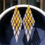 14k Gold 3.35 Ctw Natural Yellow Diamond & Diamond Earrings