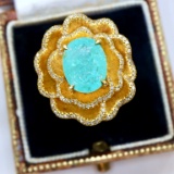 14k Gold 3.29 Ctw Natural Paraiba Tourmaline & Diamond Ring