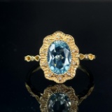 14k Gold 1.8 Ct Natural Aquamarine & Diamond Ring