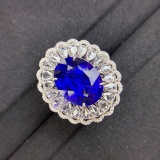 14k Gold 10.39 Ctw Vivid Blue Natural Tanzanite & Diamond Ring/pendant