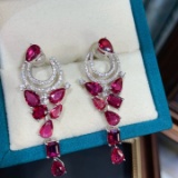 14k Gold 6.71 Ctw Natural Ruby & Diamond Earrings
