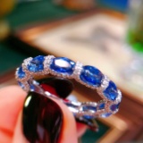 14k Gold 4.24 Ctw Natural Sapphire & Diamond Ring