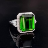 14k Gold 9.2 Ct Natural Tourmaline & Diamond Ring