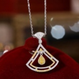 14k Gold 0.56 Ct Natural Yellow Diamond & Diamond Necklace