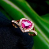 14k Gold 1.03 Ct Natural Ruby & Diamond Ring