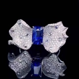 14k Gold 3.51 Ctw Natural Sapphire & Diamond Ring/pendant