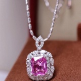 14k Gold 2.20 Ctw Natural Padparadscha Sapphire & Diamond Pendant