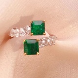 14k Gold 2.70 Ct Vivid Green Natural Emerald & Diamond Ring