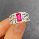 14k Gold 1.46 Ctw Natural Ruby & Diamond Ring