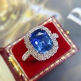 14k Gold 3.64 Ctw Natural Sapphire & Diamond Ring