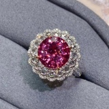 14k Gold 5.09 Ctw Natural Spinel & Diamond Ring