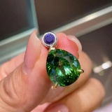 14k Gold 14 Ct Natural Tourmaline & Sapphire Pendant