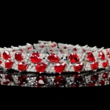 14k Gold 17.35 Ctw Natural Ruby & Diamond Bracelet