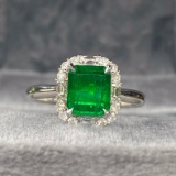 14k Gold 2.08 Ctw Natural Emerald & Diamond Ring