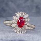 14k Gold 0.78 Ctw Natural Ruby & Diamond Ring/pendant