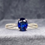 14k Gold 1.23 Ctw Natural Sapphire & Diamond Ring