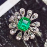 14k Gold 1.38 Ctw Vivid Green Natural Emerald & Diamond Ring/pendant
