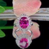 14k Gold 5.89 Ctw Natural Tourmaline & Diamond Ring