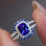 14k Gold 1.95 Ctw Natural Sapphire & Diamond Ring