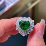 14k Gold 5.03 Ctw Vivid Green Natural Tsavorite & Diamond Ring/pendant