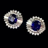 14k Gold 1.6 Ct Natural Sapphire & Diamond Earrings