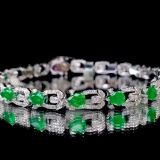 14k Gold 4.73 Ctw Natural Emerald & Diamond Bracelet