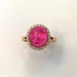 14k Gold 3.24 Ctw Natural Tourmaline & Diamond Ring