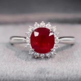 14k Gold 1.26 Ctw Natural Ruby & Diamond Ring