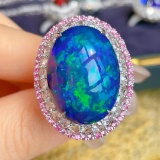 14k Gold 19.5 Ct Natural Opal & Diamond Ring/pendant