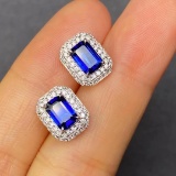 14k Gold 1.97 Ctw Natural Sapphire & Diamond Earrings